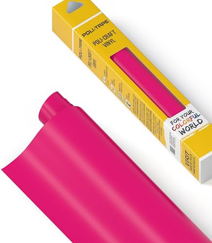 POLI-CRAFT Vinyl Klebefolie (PERMANENT) - selbstklebende Plotterfolie für DIY-Projekte, Pink matt, 30,5 cm x 183 cm