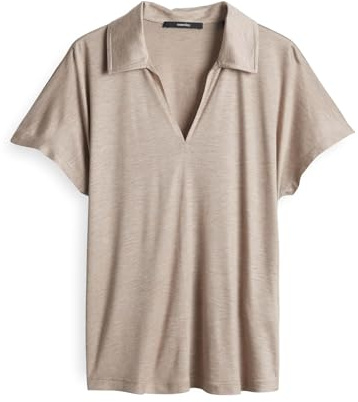someday Damen Kurzarmshirt | KENDRI Regular Fließendes Poloshirt aus Eco Viskose Brown Sugar, 40