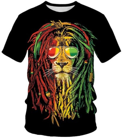 Herren T-Shirts 3D Digitaldruck Lion Tiger Rundhals Kurzarm Teen Basis Shirt XL F1198