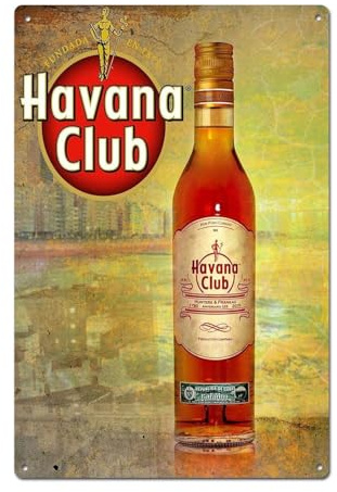 Yelacecca Vintage Havana Club Rum Tin Sign Metal Sign Metal Postercormetal Tin Sign 8X12 Inch