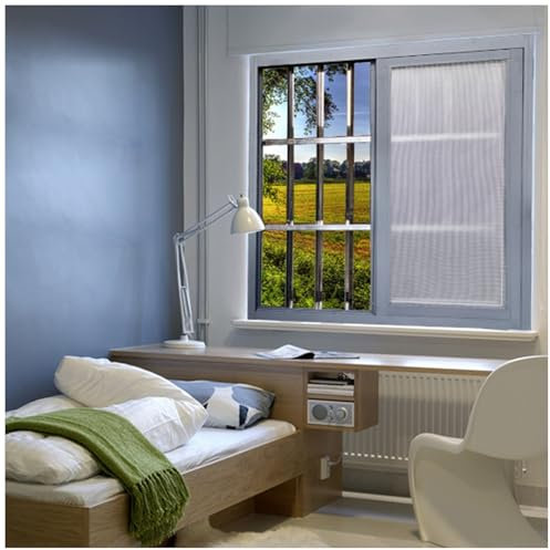 bacedifo Kellerfenster Aluminiumlegierung Seitlich Verschiebbares Design mit Gehärtetem Glass Einbruchschutzstange Fliegengitter Für Schlafzimmer Hühnerstall Schuppen Lüftungsfenster Grau