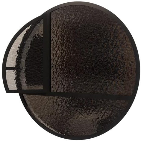 SZITW Finestra Rotonda in Vetro con Telaio in Ferro e Maniglia, Diametro 50 60 70 80 90 100 110 120 cm, Finestra a Filo per Illuminazione, Ventilazione e Decorazione (Vetro Ondulato, 50 cm/19,7 po