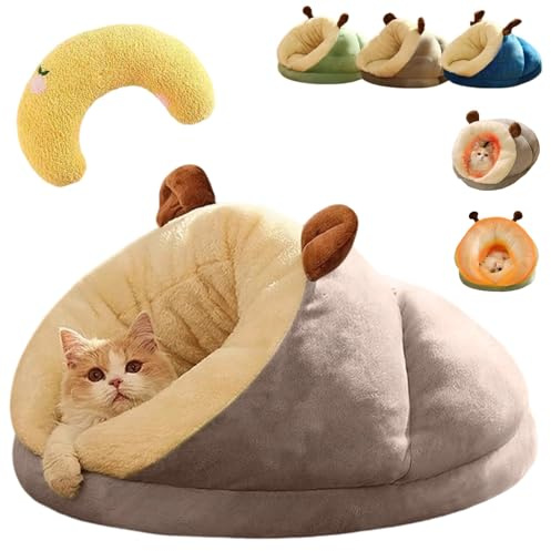 katzenhöhle warm,Weiches Plüsch Iglu Katzenbett für Kleine Katzen und Hunde,Selbstwärmender Kuschelsack mit Dickem Fleece,Winter Katzenhöhle für Innenbereich zum Schlafen und Kuscheln (Grau,L)