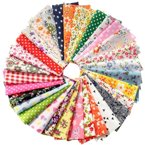 50 Stück Baumwollstoff Patchwork Stoffe Paket Stoffreste zum Nähen | Cotton Fabric Squares Baumwollstoff zum Nähen 10x10cm für DIY Quilten und DIY Handwerk (Blumenfarbe)