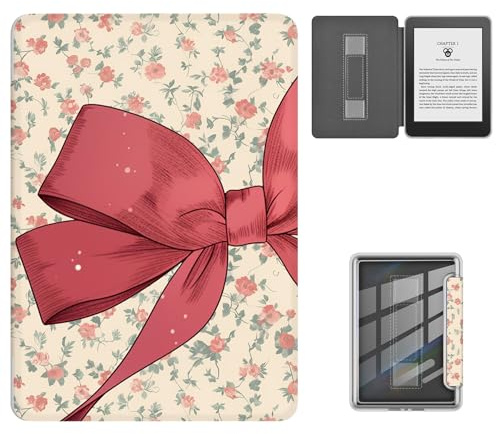 Sakenitly Case for Kindle 8th Generation 2016 Release, Clear Back Cover with Auto Sleep/Wake Feature and Wrist Strap Design, Model NO. SY69JL, 6 inch
