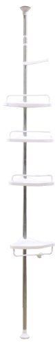 Kronenburg Badregal ohne Bohren – Duschregal Teleskop höhenverstellbar von 120 bis 300 cm – Eckregal mit 4 Ablagen und Handtuchhalter – Teleskopregal Bad