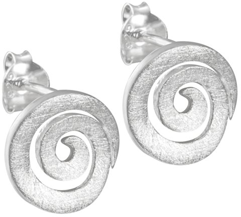 Vinani Damen Ohrringe 925 Silber - Ohrstecker Set für Frauen aus 925 Sterling Silber Spirale gebürstet gebogen OSQ