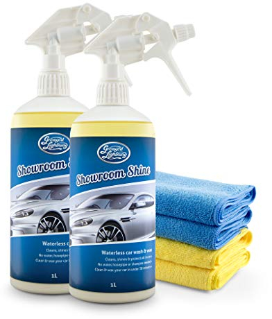 Showroom Shine Waterless Wash and Wax Twin with 4 Microfibre Cloths by Greased Lightning Car Care