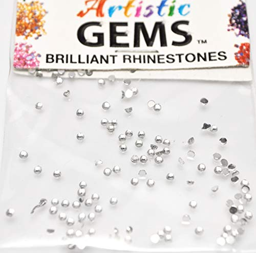 KM-Nails 140 Straßsteine silber ca. 1mm besonders klein und flach für Nailart ss3 non hotfix