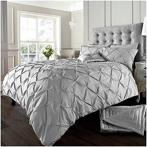 Gaveno Cavalia Signature Collection Alford Set with Duvet Cover and Pillow Case, Polyester-Cotton, Silver, King