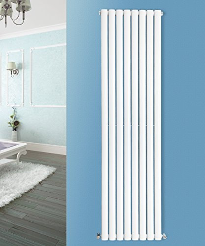 NRG Vertical 1800x472 Oval Radiator Bathroom Central Heating Double Gloss White for Living Room and Kitchen