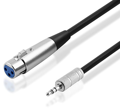 20cm Audio Kabel Adapter Aux in Out - 3,5mm Stereo Klinke Stecker männlich auf XLR Buchse Kupplung weiblich - Schwarz