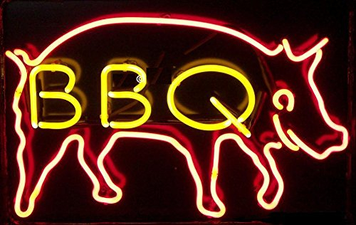 BBQ Real Glass Neon Light Sign Home Beer Bar Pub Recreation Room Game Room Windows Garage Wall Store Sign (17x 14 Large)