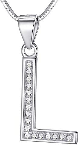 Morella Damen Buchstabenhalskette Halskette und Anhänger Buchstabe L aus 925 Silber rhodiniert 45 cm lang