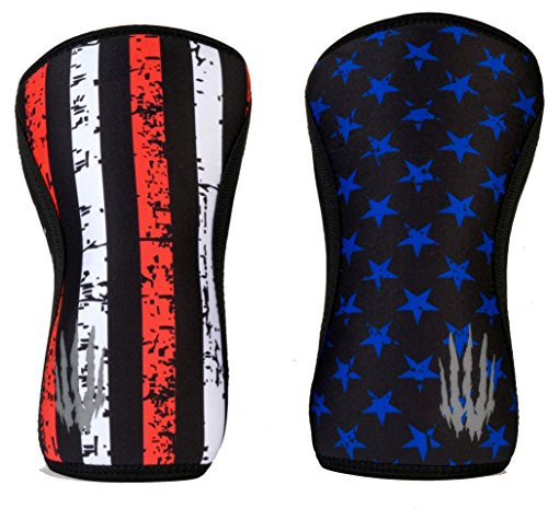 Bear KompleX Knee Sleeves (Sold AS A Pair of 2) WODs, Weightlifting, Powerlifting, Squats, And More. Neoprene Compression Sleeves Come in 5mm And 7mm, Multiple Colors, Stars 7mm Small