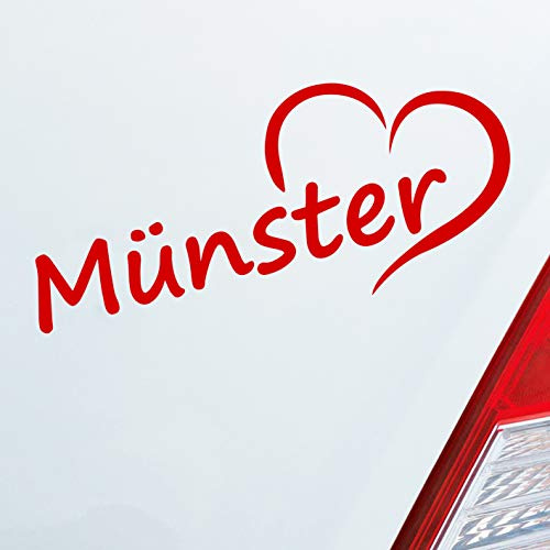 Hellweg Druckerei Auto Aufkleber Münster Herz Heart Stadt City Liebe Love 18,5x8 cm