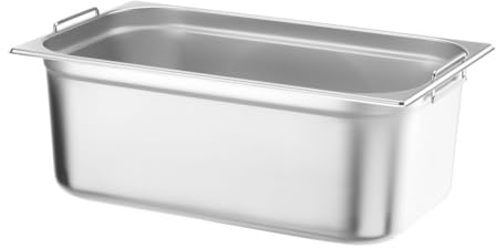 HENDI Gastronormbehälter, mit Griffen, Temperaturbeständig von -40° bis 300°C, Heissluftöfen-Kühl- und Tiefkühlschränken-Chafing Dishes-Bain Marie, 28L, GN 1/1, 530x325x(H)200mm, Edelstahl