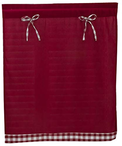 Rideau de Coton Court Lavable Rideau de Porte avec Nœud Papillon pour Salon Petite étagère Salle de Bain, Vin Rouge_74x61cm