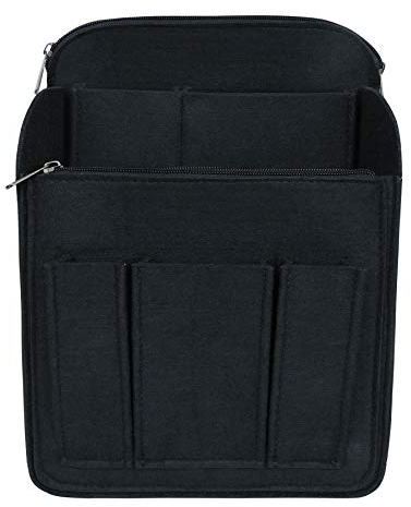 HyFanStr Filz Rucksack Organizer mit Reißverschlusstasche, Handtaschen Organizer Taschenorganizer für Rucksack Medium Schwarz