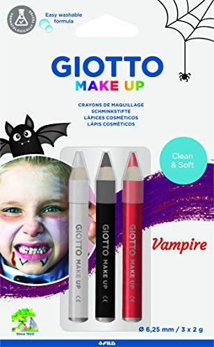 Giotto Kinder Halloween und Verkleidung Vampir Make-Up Stifte Set in Weiß, Schwarz und Rot
