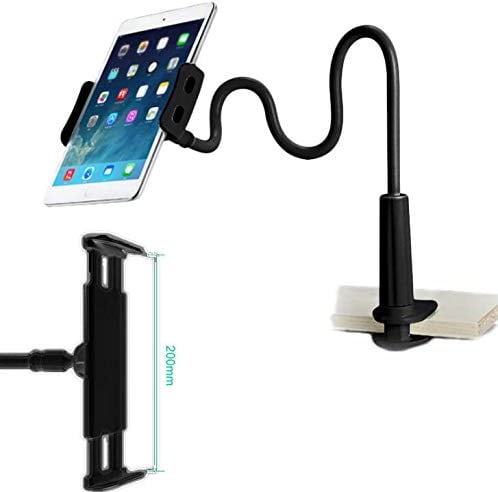 GVEFIVME Gooseneck Tablet Holder, Universal Tablet Stand : 360 Flexible Lazy Arm Holder Clamp Mount Bracket Bed for 4.7~10.5 Pad Air Pro mini,Tablet, Phone, more Devices (Black) 1