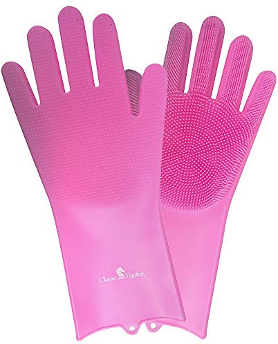 Classic Equine - Waschhandschuhe aus Silikon für Pferde und Hunde Rosa