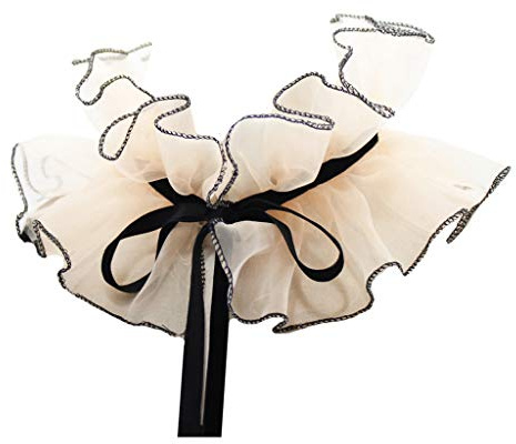 goneryisour Vintage Organza Agaric Ruffles Stand Fake Collar,Cosplay Costume Neck Ruff with Adjustable Ribbon Bowknot,Multicolor