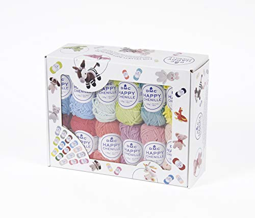 DMC - Set Happy Chenille - Filato per uncinetto, 100% poliestere, effetto velluto | Certificato Oeko-Tex standard 100