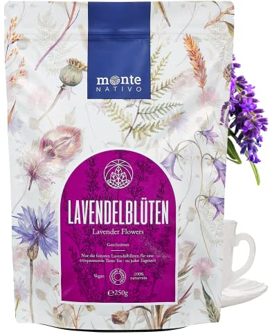 Lavendel getrocknet Monte Nativo (250g) - Lavendelblüten für Lavendeltee - Tee lose 100% natürlich und ohne Zusatzstoffe - Aromatischer Kräutertee für einen köstlichen Aufguss