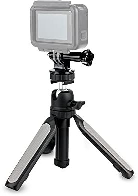 KIWIFOTOS 3IN1 Telescopic Hand Grip & Mini Tabletop Travel Tripod Stand with Phone Holder Clip & GoPro Mount for Gopro Hand Grip, Compact Cameras Handgrip, Phone Selfie Stick