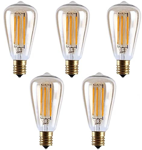 5 Pack E17 Base LED Replacement Light Bulbs 4W Intermediate Warm White 2700K Equivalent to 40W Incandescent Bulb, Amber Glass ST38 Bulb Edison String Light for Outdoor Indoor, 120V