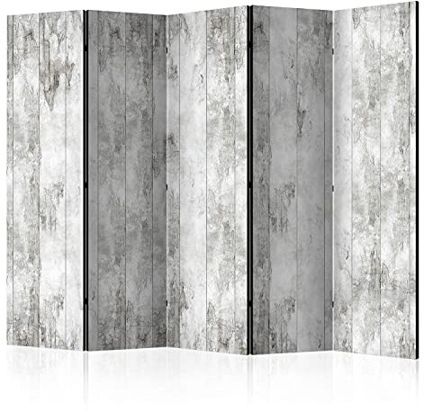 murando Raumteiler Foto Paravent Holzoptik 225x172 cm beidseitig auf Vlies-Leinwand Bedruckt Trennwand Spanische Wand Sichtschutz Raumtrenner Design Holz grau Bretter f-C-0048-z-c