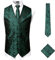PARKLEES Klassische Herren-Weste, 3-teilig, Paisleymuster, Krawatte, Einstecktuch, Set, Hochzeit, Abschlussball, Party, Weste für Anzug oder Smoking, grün / schwarz, M