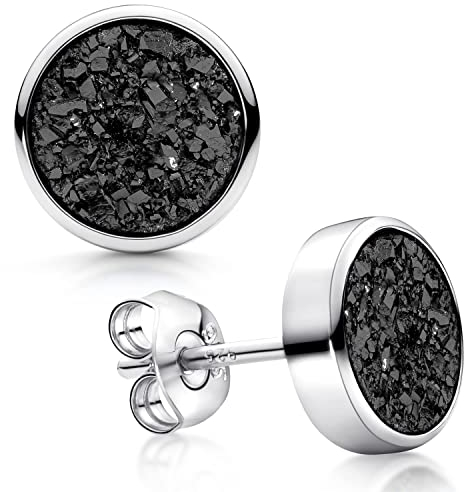 Materia Quarz Ohrstecker in Schwarz 925 Silber rhodiniert SO-74-Schwarz