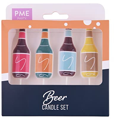PME Beer Bottles Party Pick Candles, Pack of 4