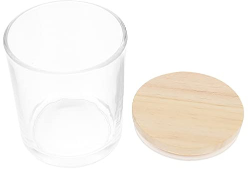 SOIMISS Glas Kerzenbehälter Leer Für Kerzen Gießen Holz Unterteil Diy Kerzenherstellung Sojakerzen Kosmetik Salben Aufbewahrung Zuhause Atmosphäre