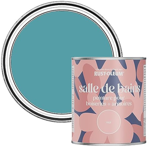 Rust-Oleum Blue Moisture Resistant Bathroom Wood and Cabinet Paint in Matt Finish - BELGRAVE 750ML