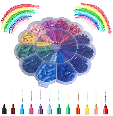 ICEPAPA Buntstift-Nachfüllset, 288 Refills Stapelstifte, insgesamt 12 Farben, 24 pro Farbe, plus 12-Segment Stapelstifte und 1 kleines Entnahmewerkzeug für Buntstiftminen