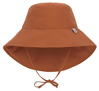 LÄSSIG Baby Kinder Fischerhut mit Nackenschutz Sonnenhut Strandhut Kinderhut Atmungsaktiv Sonnenschutz UV-Schutz 80/Sun Protection Long Neck Hat rust, 3-6 Monate, Größe: 43/45