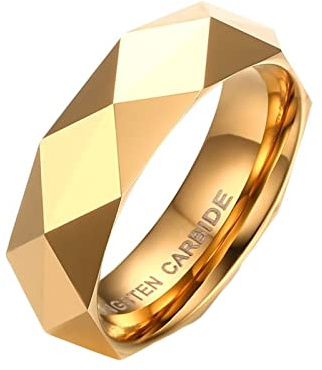Lieson Wolfram Ring Ehering Silber, Partnerringe Damen Herren Polieren Raute 6MM Ring Mit Gravur Personalisiert Geschenk
