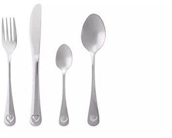 Martin Mart Heart Shape Stainless Steel Cutlery Set Has A Delicate Heart Design On Each Fork Knife and Spoon Has Been Designed for Durability and Comfortable Grip - 16 Piece