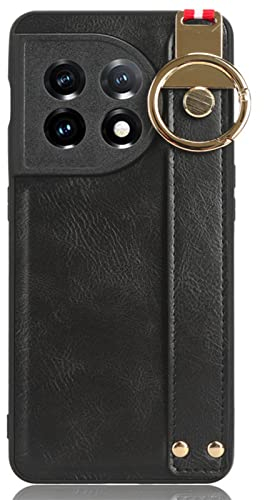 DENSUL Slim Case for OnePlus Ace2,Case Back with Wristband Holder & Hanging Ring Multi -Purpose Bottle Opener Tool, Shockproof TPU Bumper Anti-Scratch Phone Cover,Black
