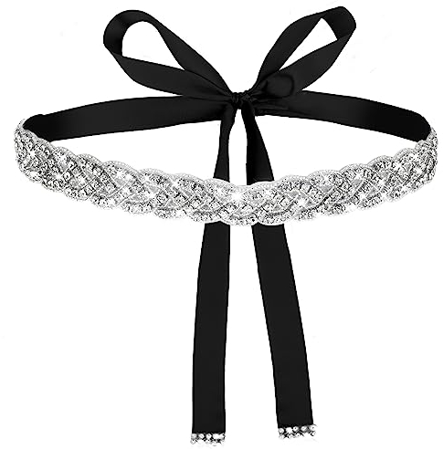 Amaxiu Damen Kristall Hochzeit Gürtel,Braut Strass Hochzeitsgürtel Kristallgürtel Glitzerndes Band leichter Damengürtel für Kleid, Abendkleid Brautkleid glänzender Party Taillengürtel (Schwarz)