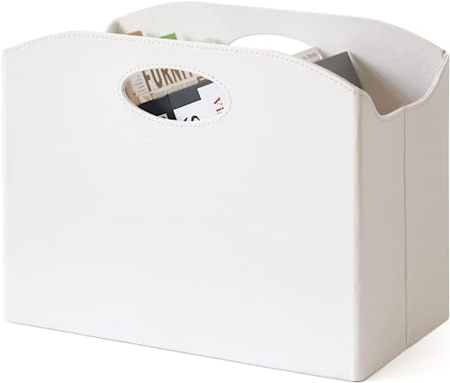 Neateam Porte-revues pliable avec poignée - En polyuréthane - Pour le bureau, la maison et le salon - Blanc