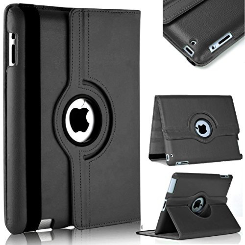 Rotate 360° Leather Stand Cover Only For Apple iPad Mini 3rd Generation 2014 and iPad Mini 2nd Generation 2013 and iPad Mini 1st Generation 2012 (Black)