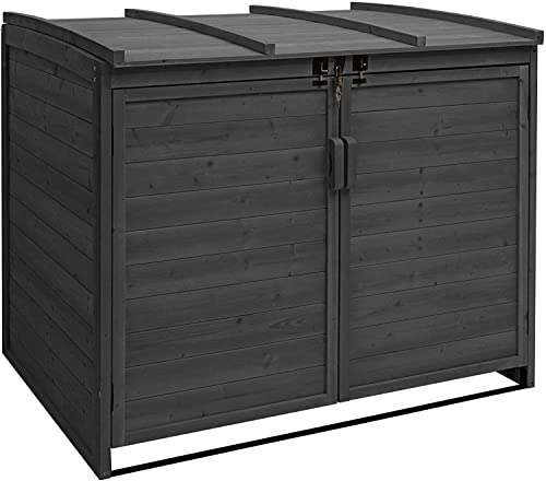 Décoshop26 Abri de poubelles extérieur conteneurs à ordures jusqu'à 4 bacs en Bois Anthracite MDJ04172