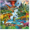 Bilderwelten Fototapete Kinderzimmer Dinosaurier im Urzeitgewitter 192 x 192 cm Vlies-Tapete XXL Smart Wandtapete Wanddekoration Kindertapete