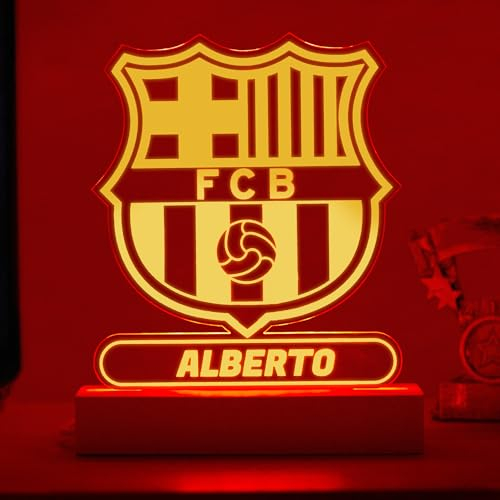 Transparent Gift Lámpara Personalizada Equipos Fútbol. Escudo FC Barcelona. Regalos Originales Niños y Adultos. Lámparas Personalizadas. Regalos Día del Padre, Cumpleaños. Placa de Metacrilato Luz LED
