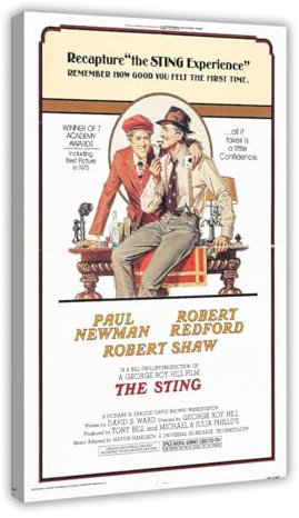 EMIGOS Filmposter The Sting, Leinwand-Poster, Wandkunst, Dekordruck, Bild, Gemälde für Wohnzimmer, Schlafzimmer, Dekoration, Rahmenstil, 50 x 75 cm