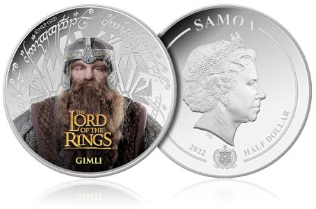 The Lord of the Rings Gimli Colour Silver Plated Half Dollar Coin Samoa 2022
